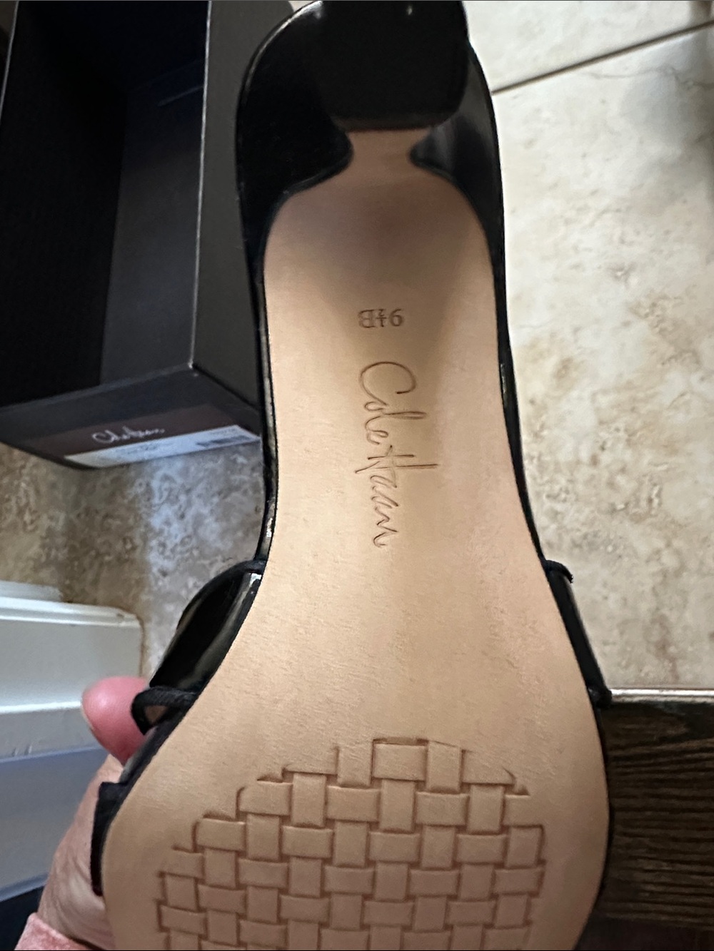 Cole Haan Black Pointed-Toe Slingback Heels - Picture 2 of 5